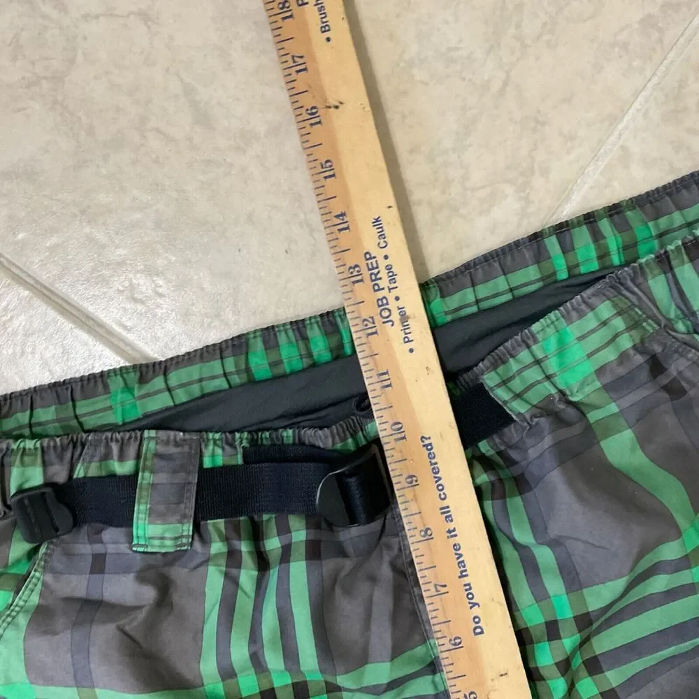 The North Face Men's M Green Plaid Hybrid Golf Swim Casual Shorts belted